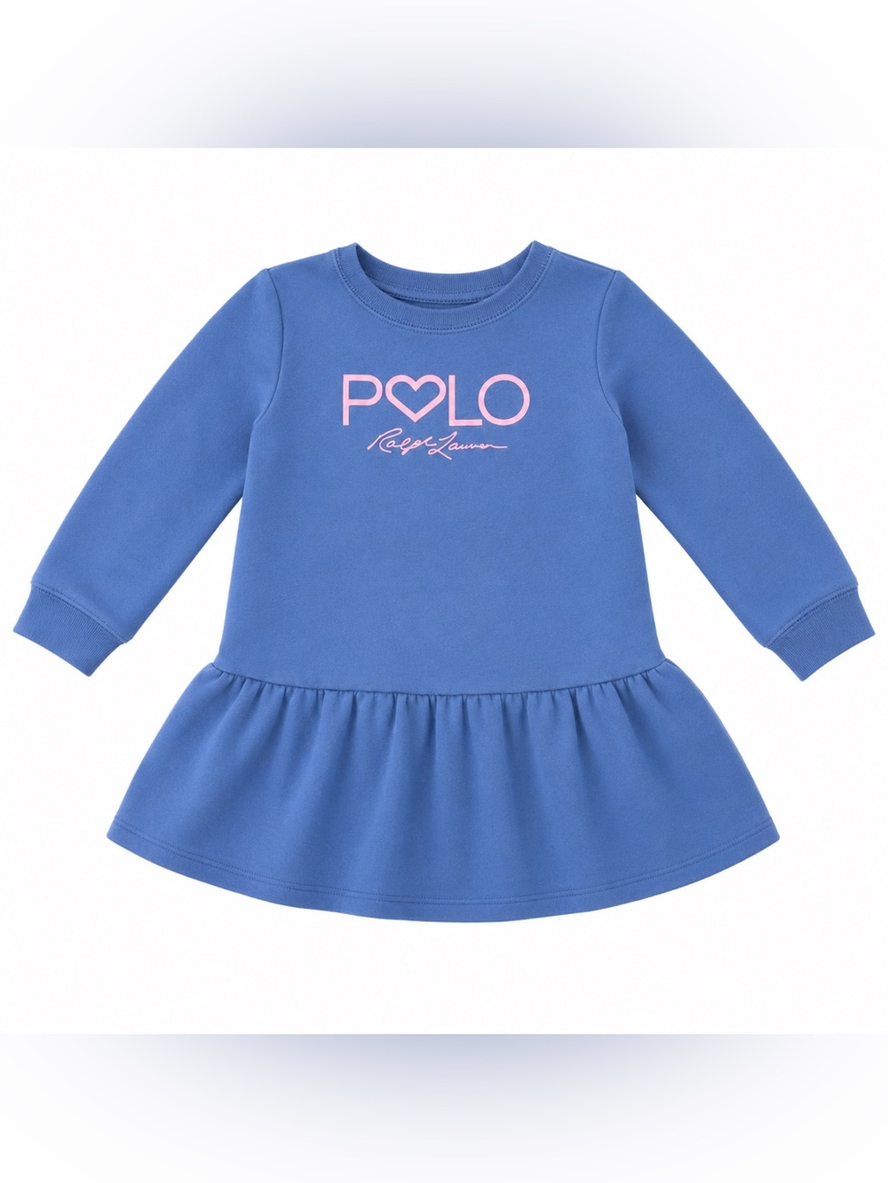 Polo Ralph Lauren Girls Sweatshirt Dress 3T Blue Ruffle Hem Long Sleeve